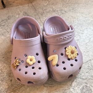 CROCS Kids Lavender Clogs with Cute Charms